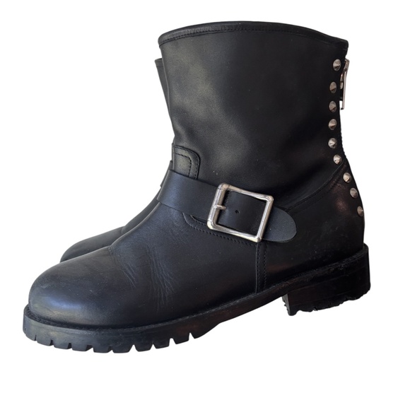 SaintG Marcella Metal Studded Black Leather Ankle Boot - Picture 4 of 9